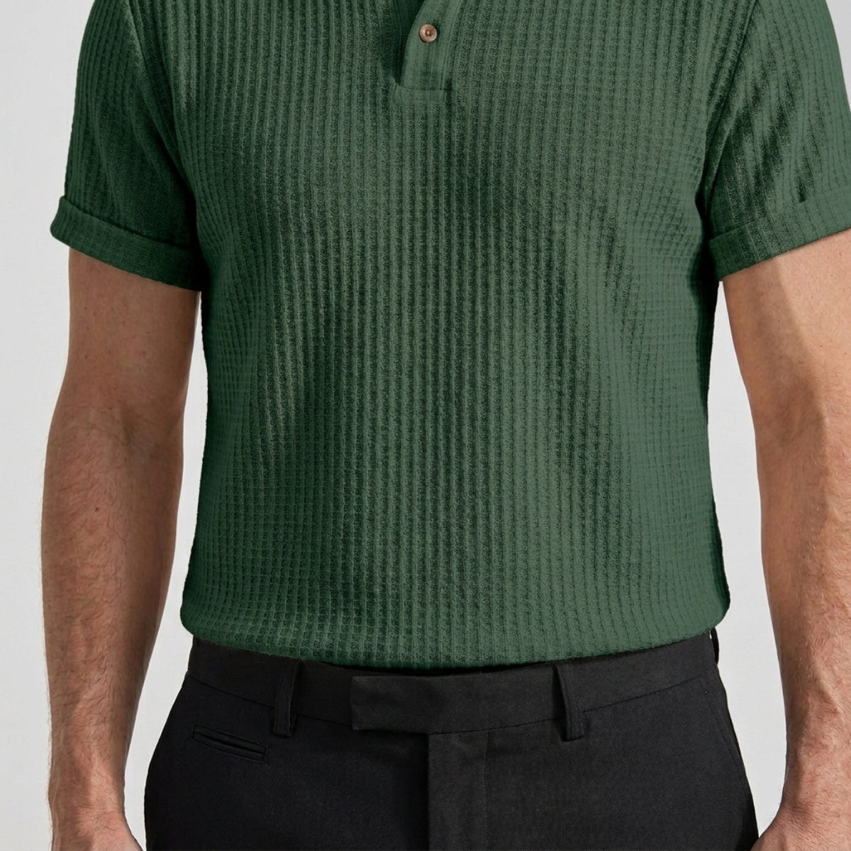 Men's Textured Knit Polo Shirt